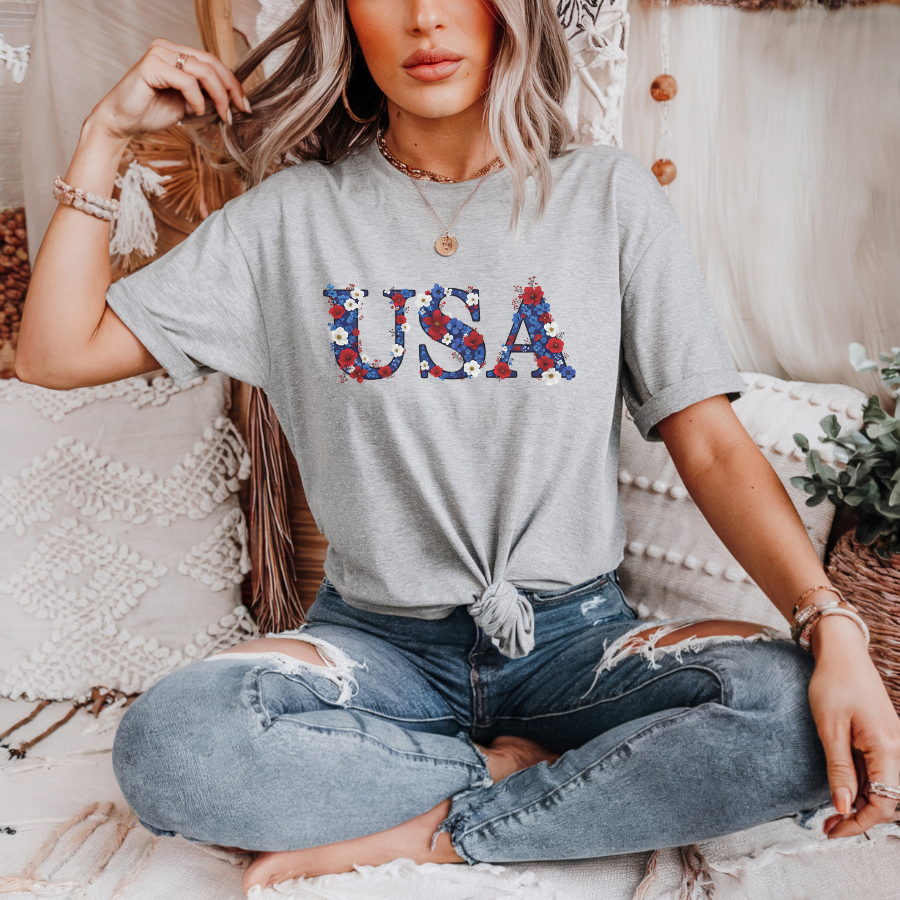 USA Floral T-Shirt
