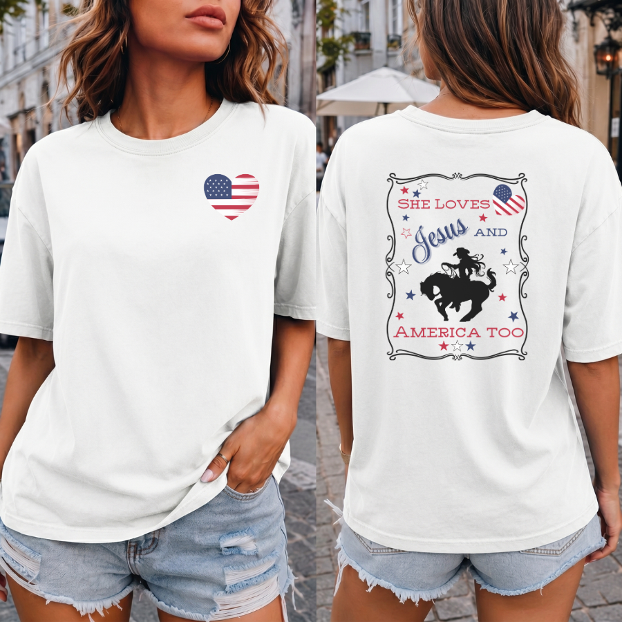 Comfort Colors T-Shirt She Loves Jesus and America Too