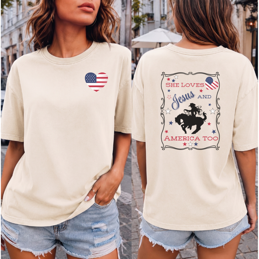 Comfort Colors T-Shirt She Loves Jesus and America Too
