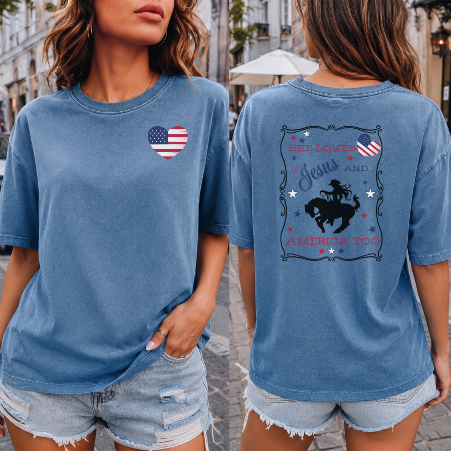 Comfort Colors T-Shirt She Loves Jesus and America Too