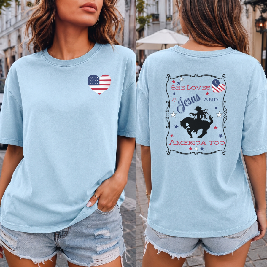 Comfort Colors T-Shirt She Loves Jesus and America Too