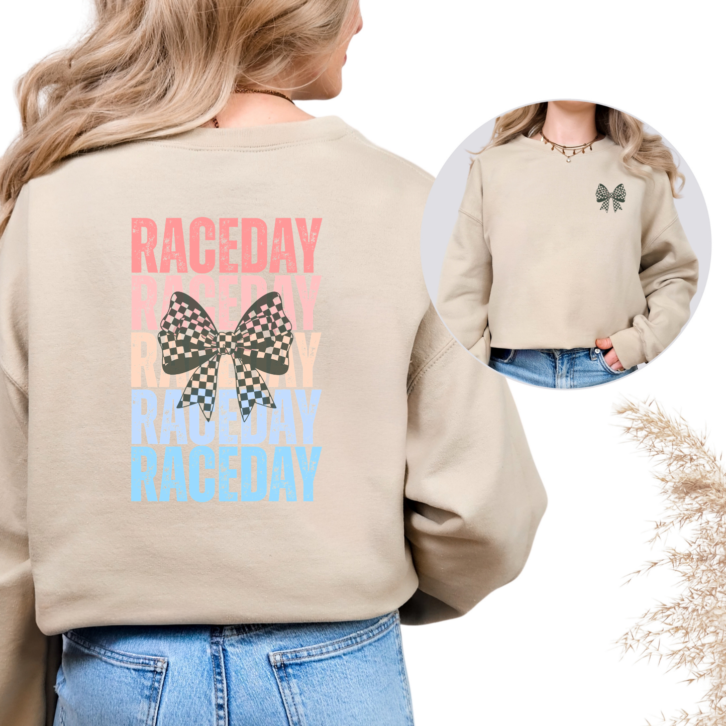 RACEDAY with Bow Crewneck Sweatshirt
