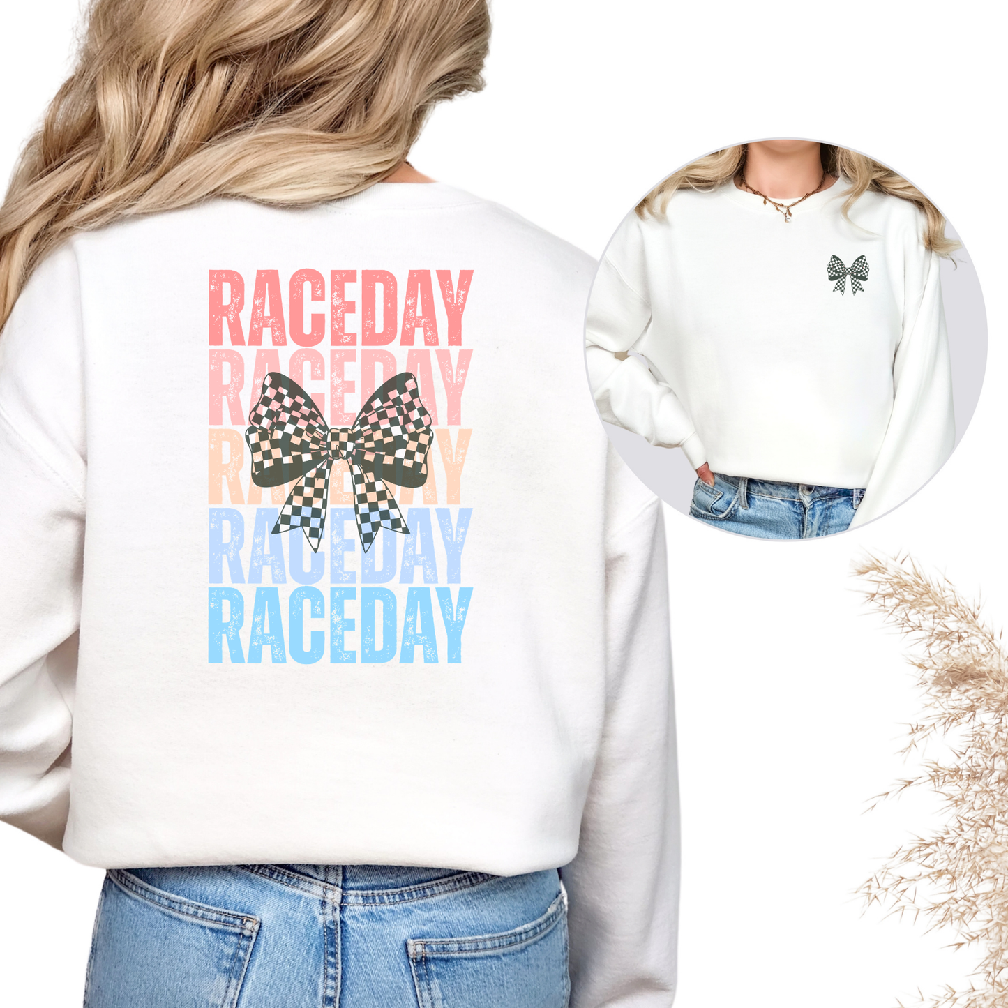 RACEDAY with Bow Crewneck Sweatshirt